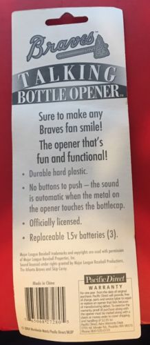 Atlanta Braves Talking Bottle Opener Mlb New