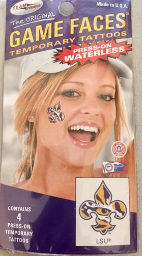Lsu Tigers Decal Temporary Tattoo Game Faces Fleur De Lis