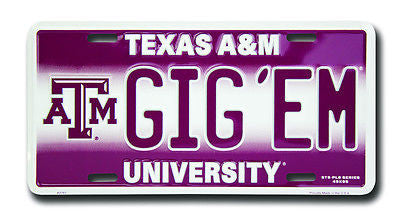 Texas A&M University Plate Gig 'Em
