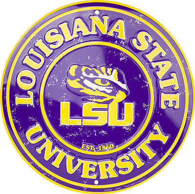 Lsu Tigers Round Metal Sign