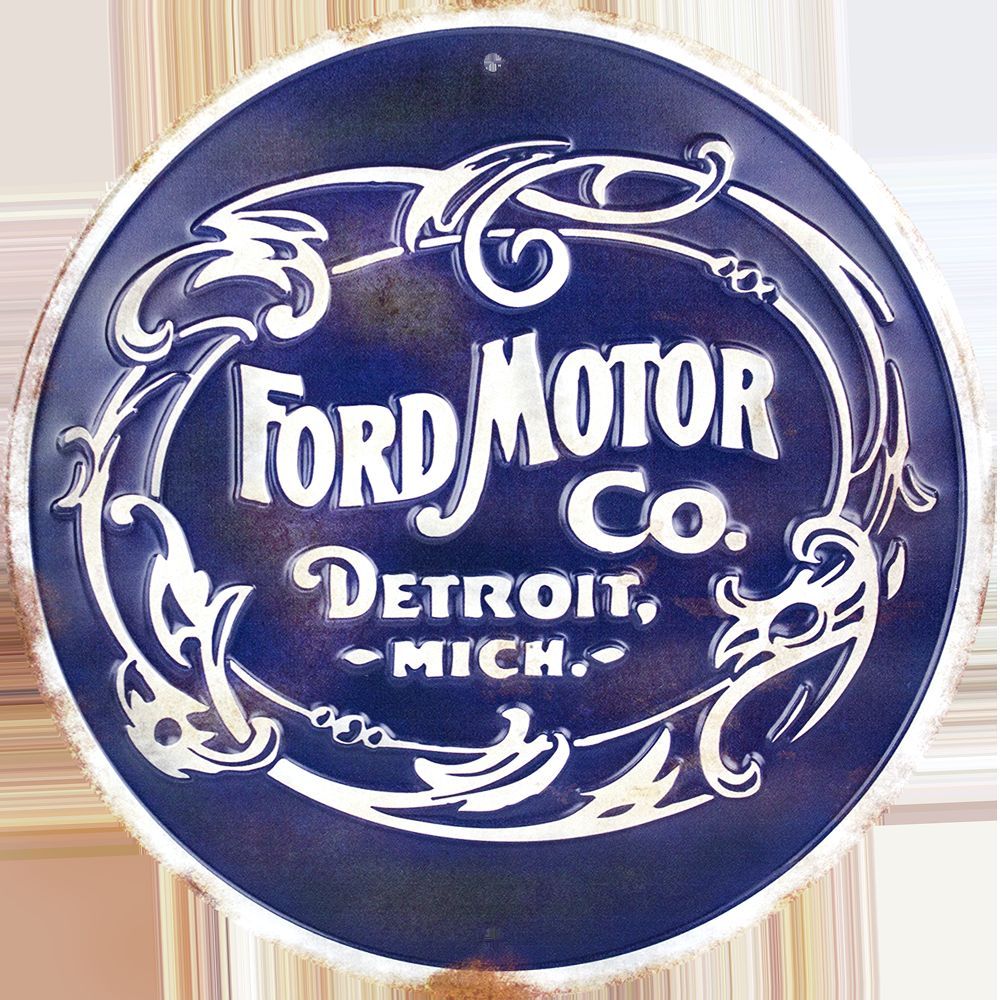 Ford Motor Co Detroit Mich 12" Round Metal Retro Embossed Sign