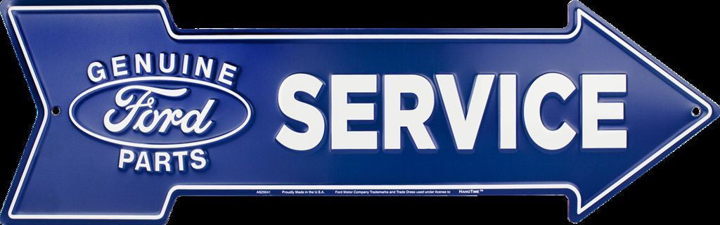 Ford Service Genuine Parts Embossed Metal Arrow Sign