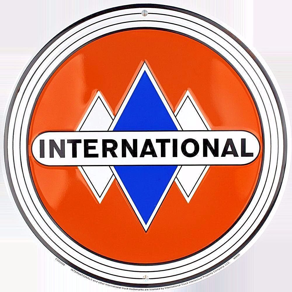 International Truck Round Metal Retro Sign