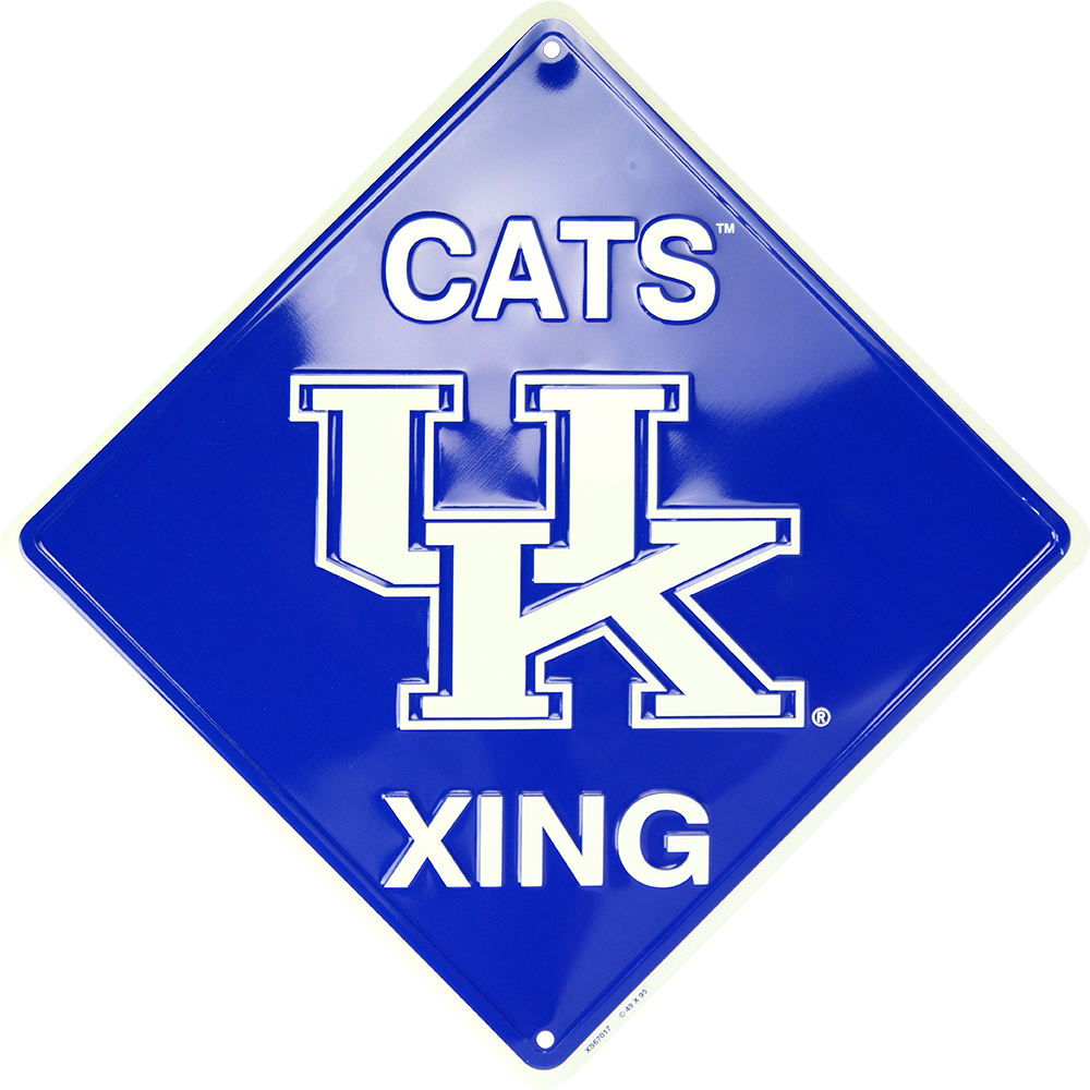 Kentucky Wildcats Embossed Metal Cats Xing Crossing Sign