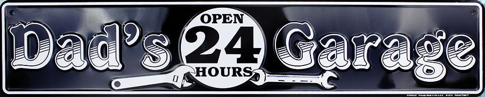 Dad'S Garage Metal Street Sign Open 24 Hours