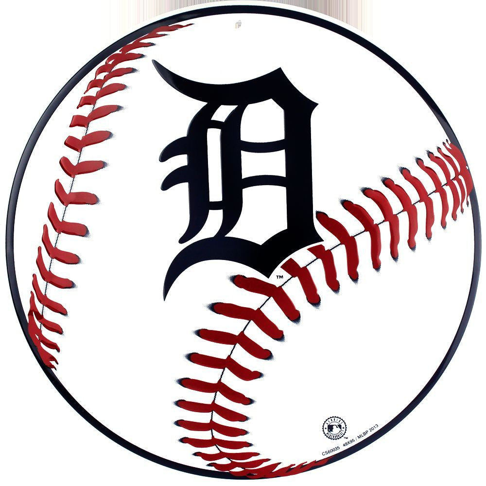 Detroit Tigers Round Metal Baseball Sign