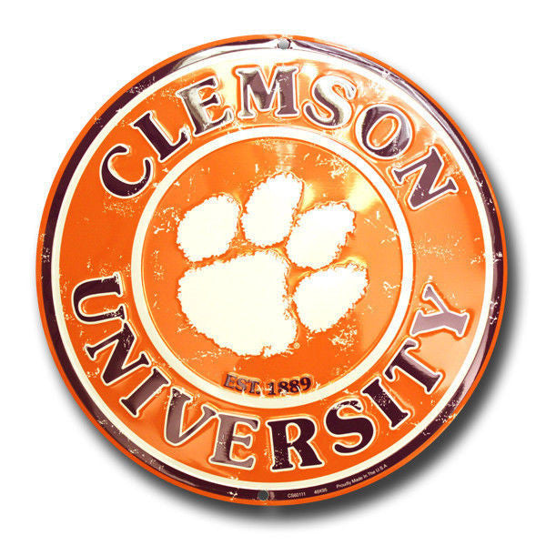 Clemson Tigers Round Metal Sign