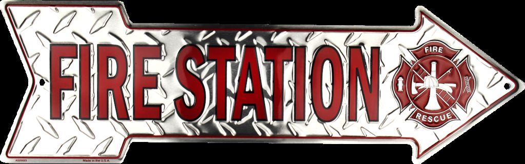 Fire Station Metal Embossed Arrow Sign
