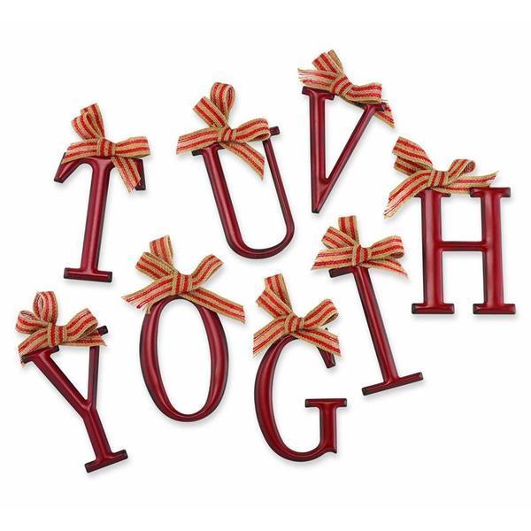 Mud Pie Tin Initial Y Decorative Hanging Ornament Burlap Red Bow New