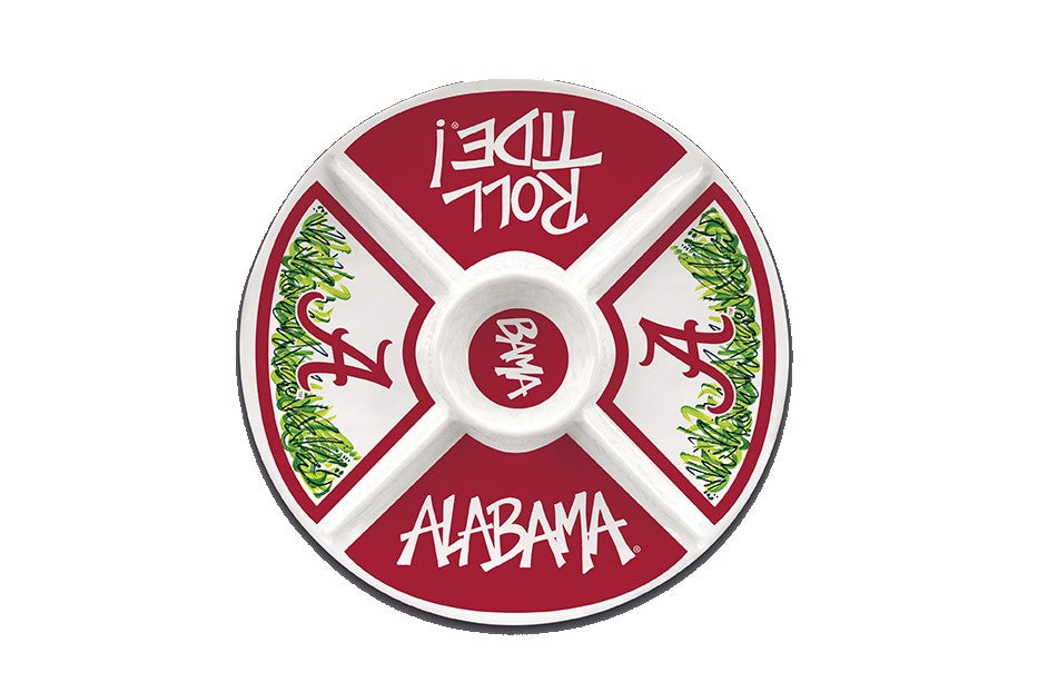 Alabama Crimson Tide Melamine Veggie Dip Divided Tray Platter Parties Tailgating