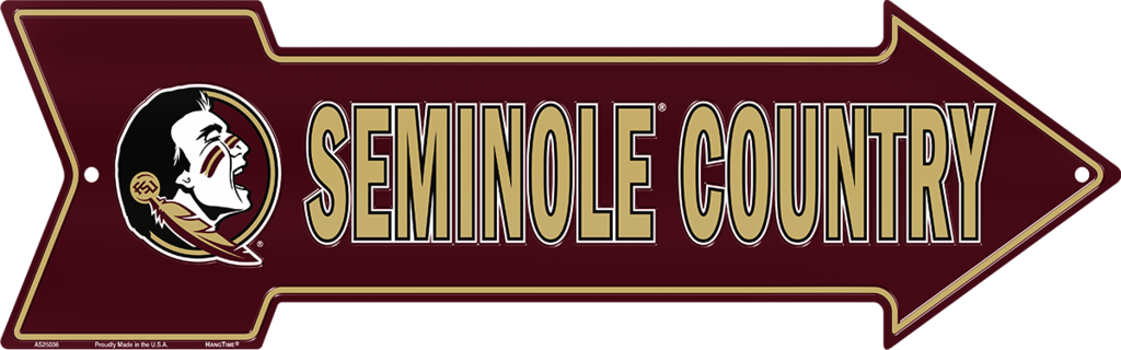 Florida State Seminole Country Embossed Metal Arrow Sign