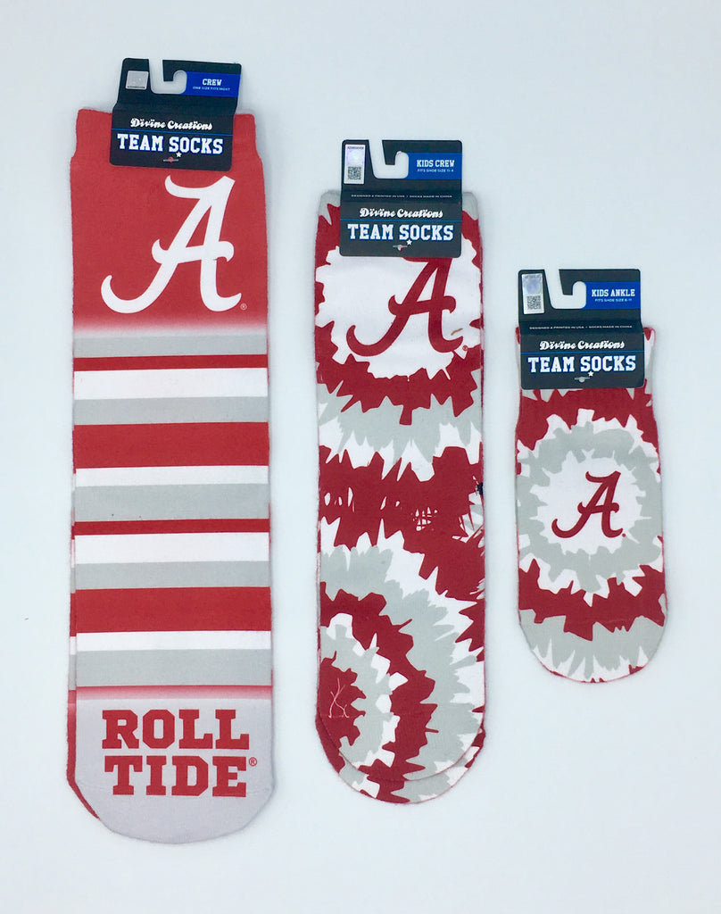 Alabama Crimson Tide Team Socks New Sublimated Crew Ankle Ncaa Unisex Pick A Size College