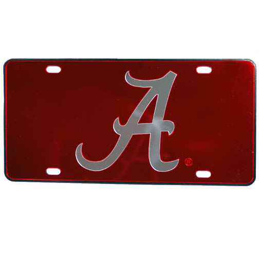 ALABAMA CRIMSON TIDE MIRRORED CAR TAG LICENSE PLATE RED A LOGO SIGN UNIVERSITY
