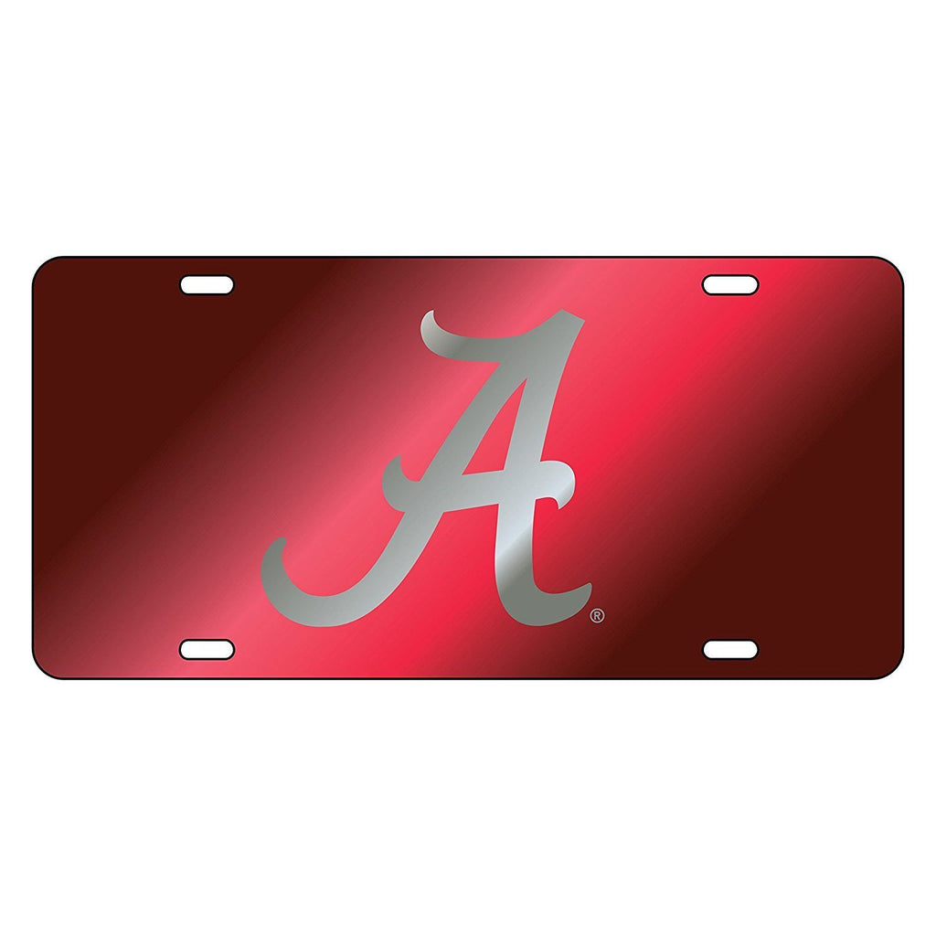 Alabama Crimson Tide Mirror Red Car Tag License Plate Silver A University Auto