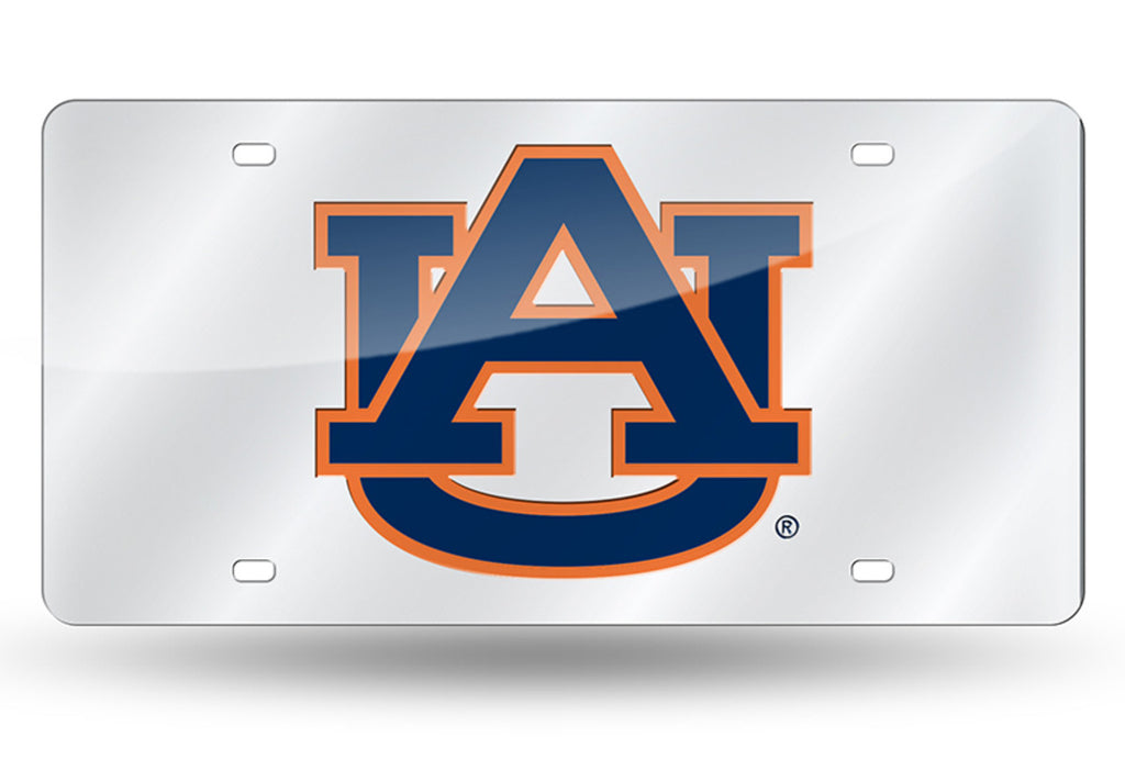 Auburn Tigers Silver Mirror Car Tag Laser License Plate Auto University Car