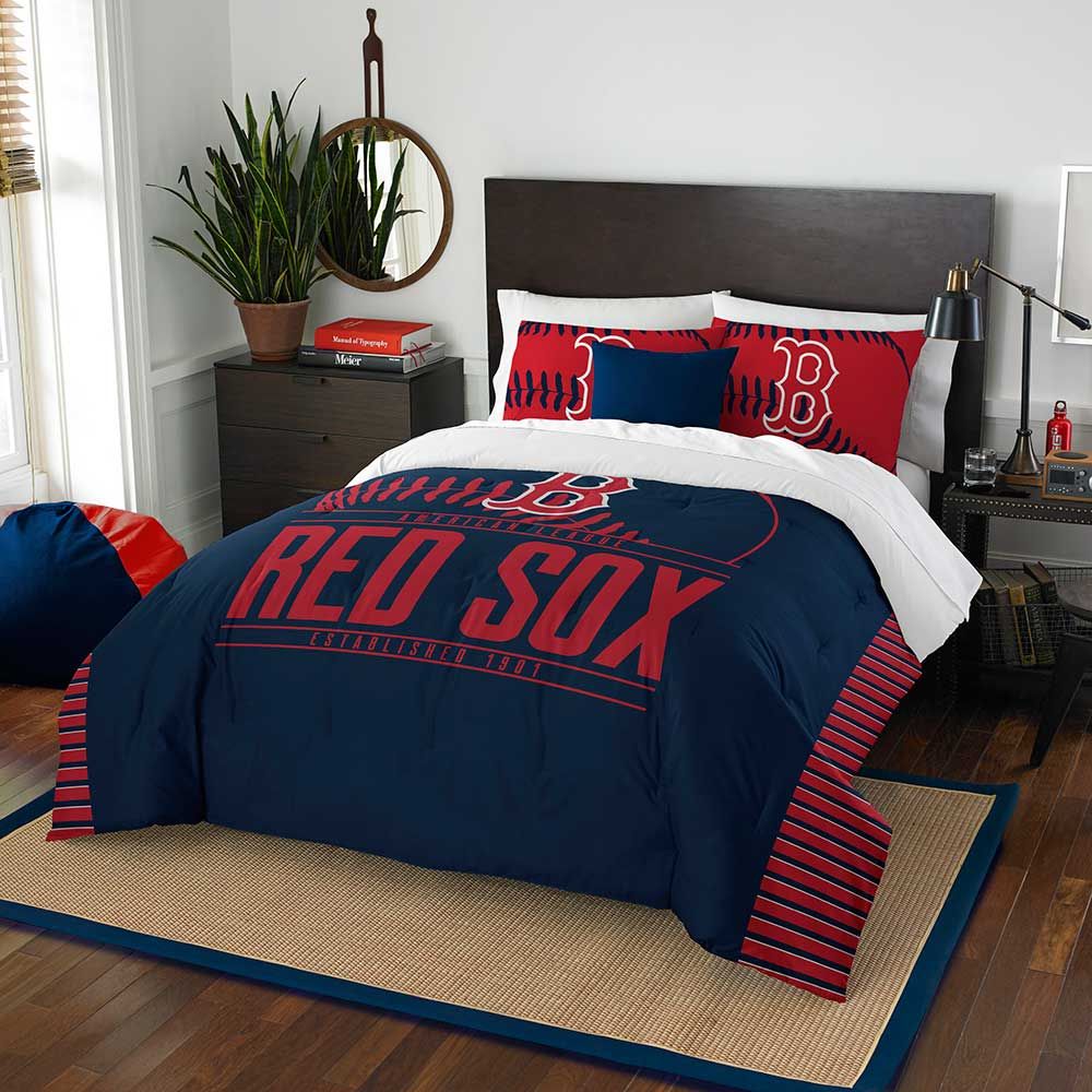 Boston Red Sox Full/Queen Comforter And Sham 3Pc Set Grandslam Northwest Mlb