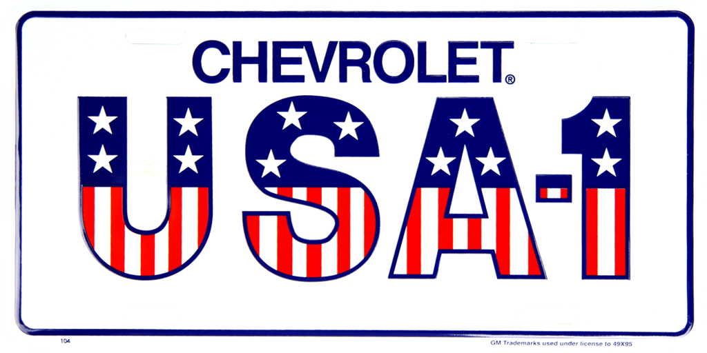 Chevrolet Usa-1 License Plate Metal American Flag Sign Embossed Car Truck Auto