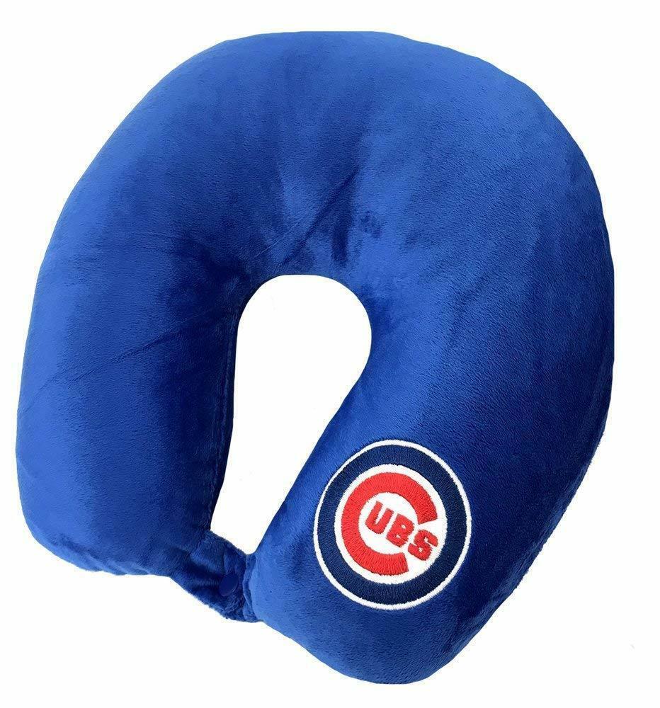 CHICAGO CUBS APPLIQUE TRAVEL NECK PILLOW TEAM LOGO COLOR SNAP CLOSURE POLYESTER MLB