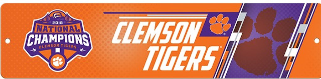 Clemson Tigers National Ncaa Champions 2018 Plastic Street Sign 4"X16" Man Cave