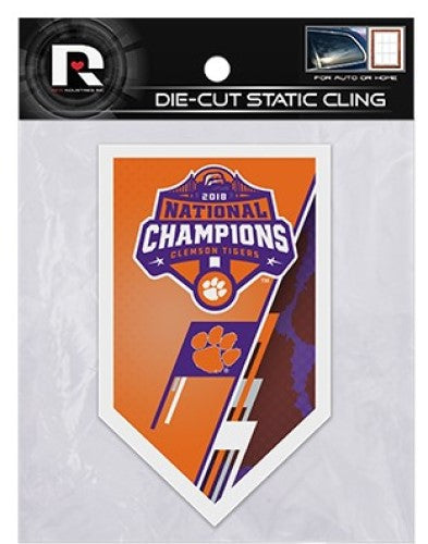 Clemson Tigers National Champions 2018 Static Cling Die-Cut Decal Ncaa Auto