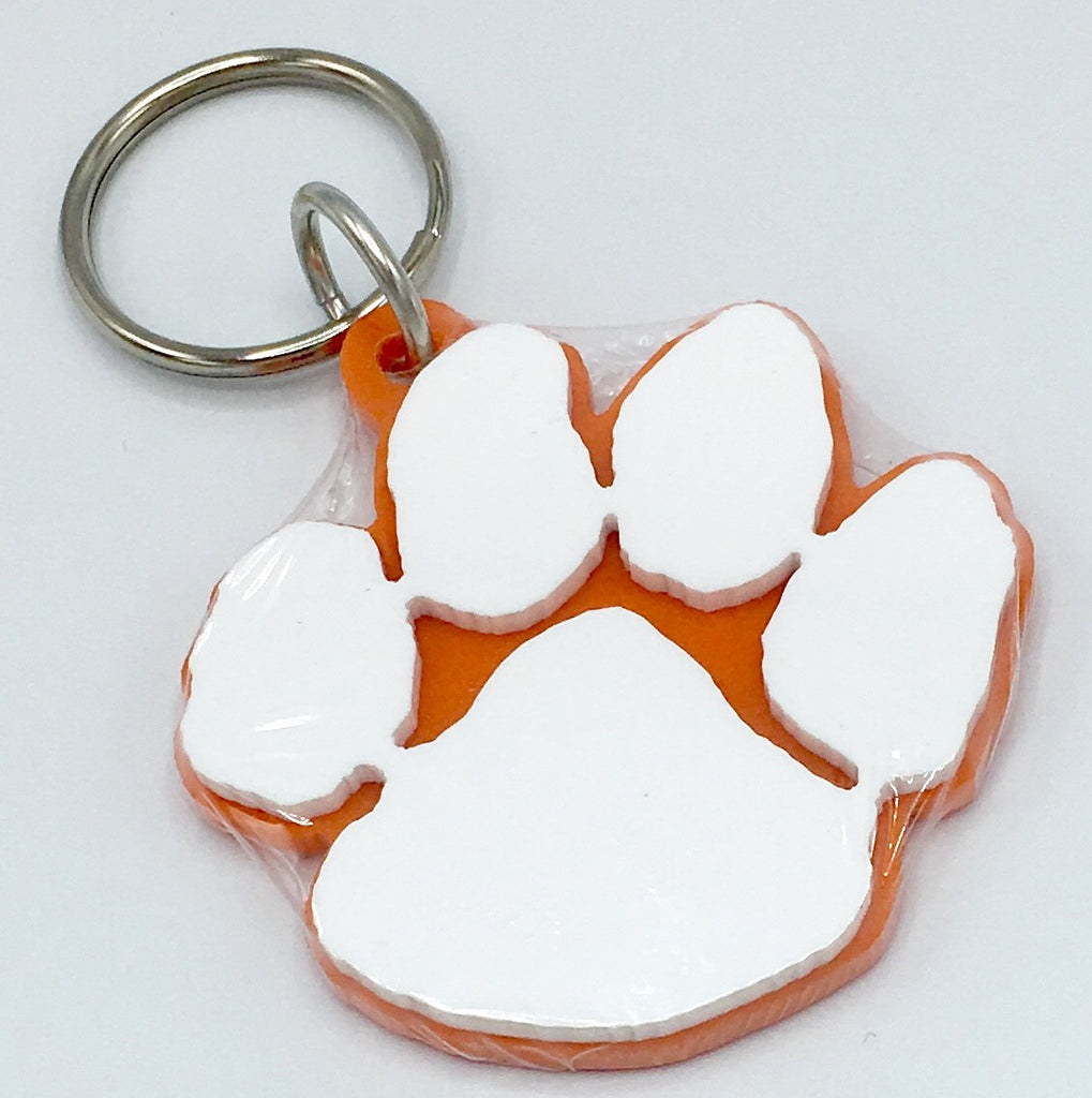 Clemson Tigers Paw Print Keychain Souvenir Orange White Auto Car University