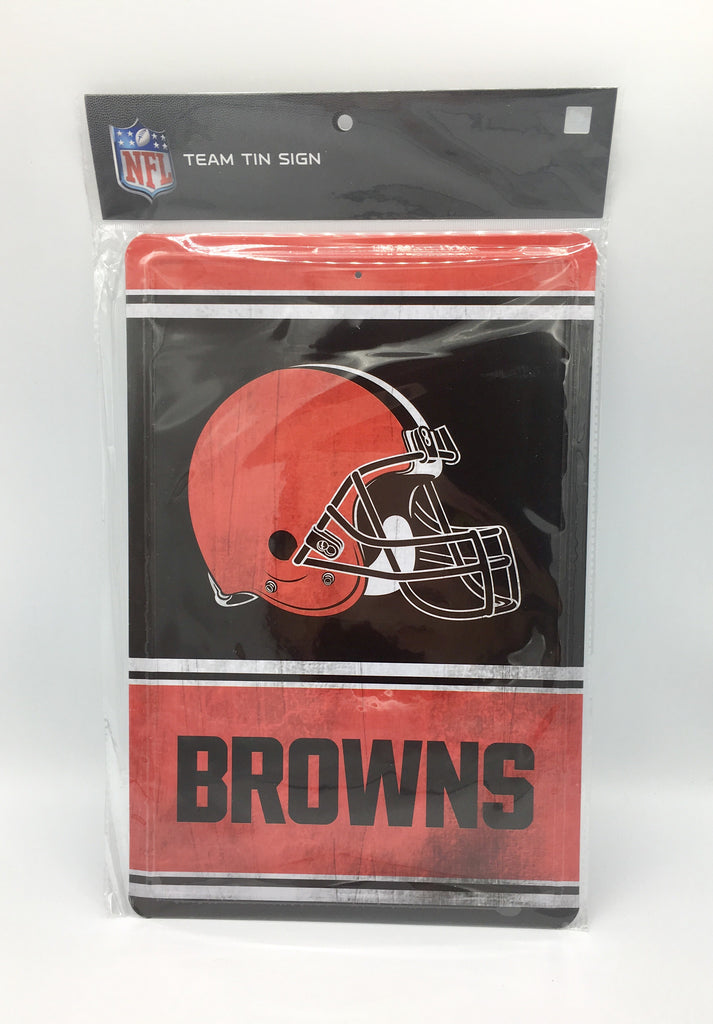 Cleveland Browns Team Tin Sign Vintage Wood Look Metal 8