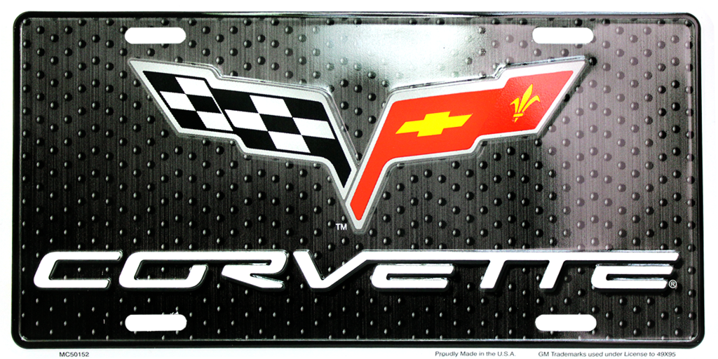 Corvette Chevy License Plate Aluminum Chevrolet Sign Embossed Auto Racing Flags