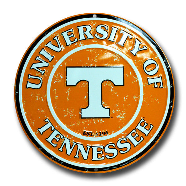 Tennessee Volunteers 24" X Large Metal Round Sign Distressed