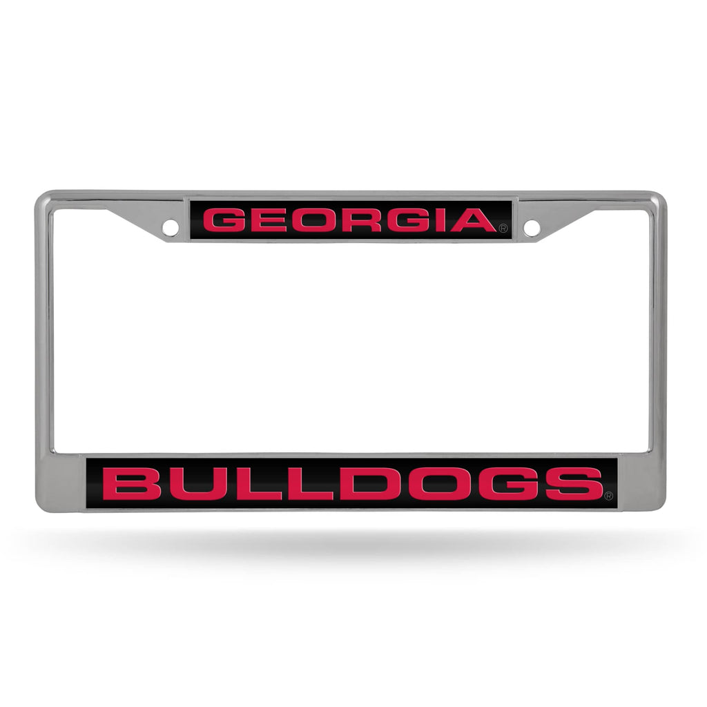 GEORGIA BULLDOGS LASER CHROME LICENSE PLATE FRAME BLACK RED METAL AUTO TRUCK CAR