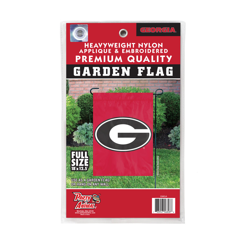 Georgia Bulldogs Garden Flag Applique Embroidered Premium Full Size Heavyweight