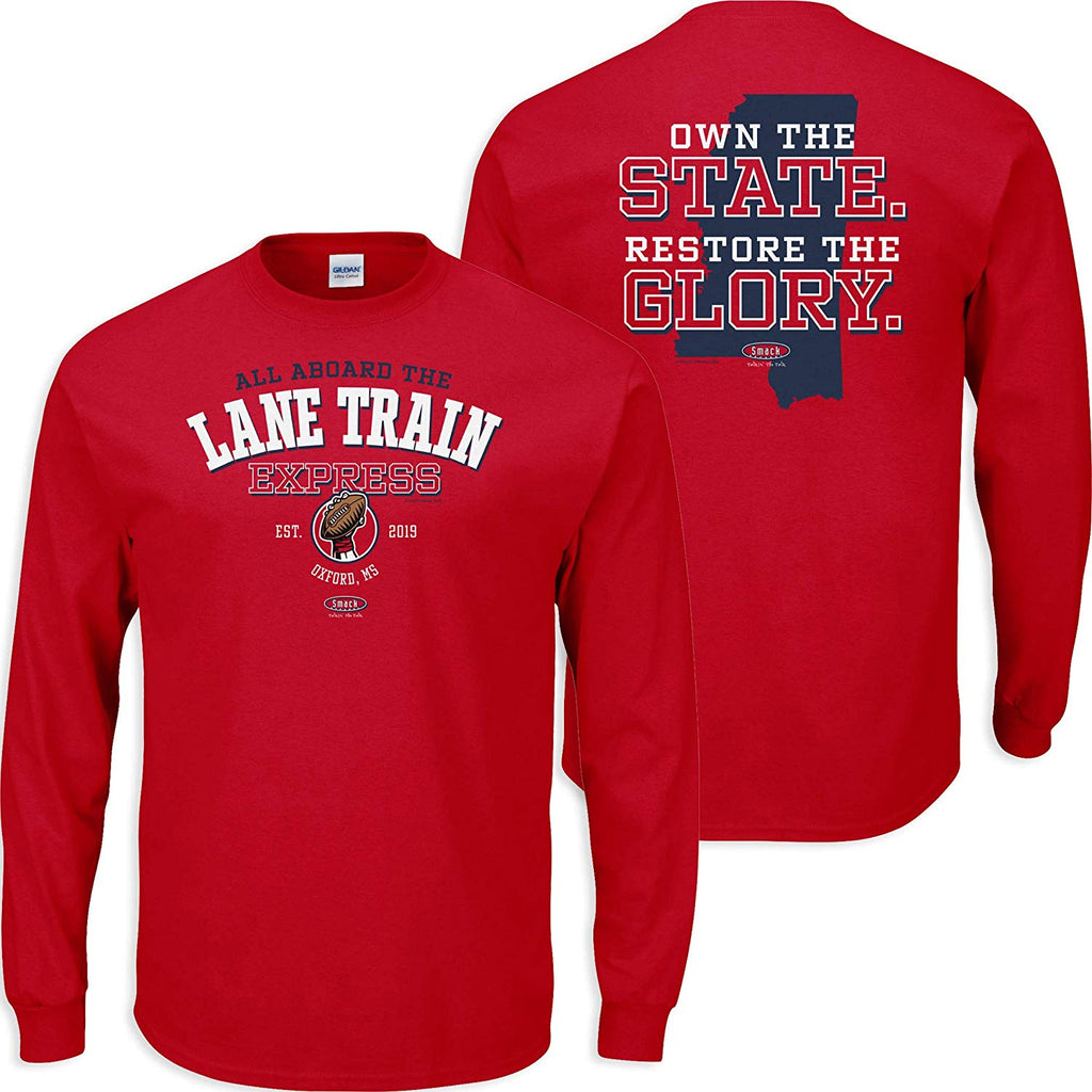Ole Miss Rebels Lane Train Express T-Shirt Long Sleeve All Aboard Red
