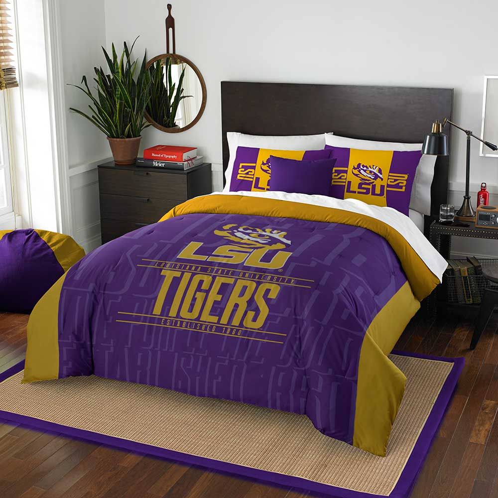 Lsu Tigers Full/Queen Comforter And Sham 3Pc Set Northwest Ncaa