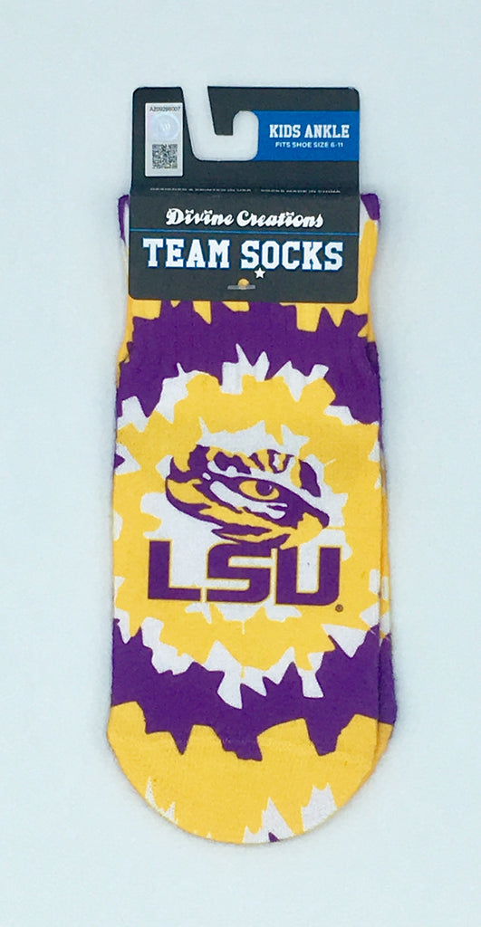 Lsu Tigers Team Socks New Sublimated Crew Ankle Ncaa Unisex Pick A Size College