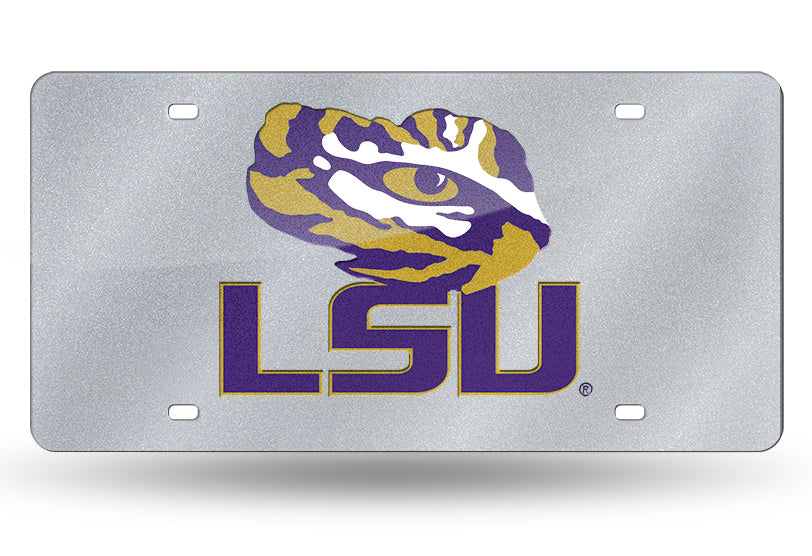 Lsu Tigers Mirror Bling Car Tag License Plate Purple Gold White Logo Glitter