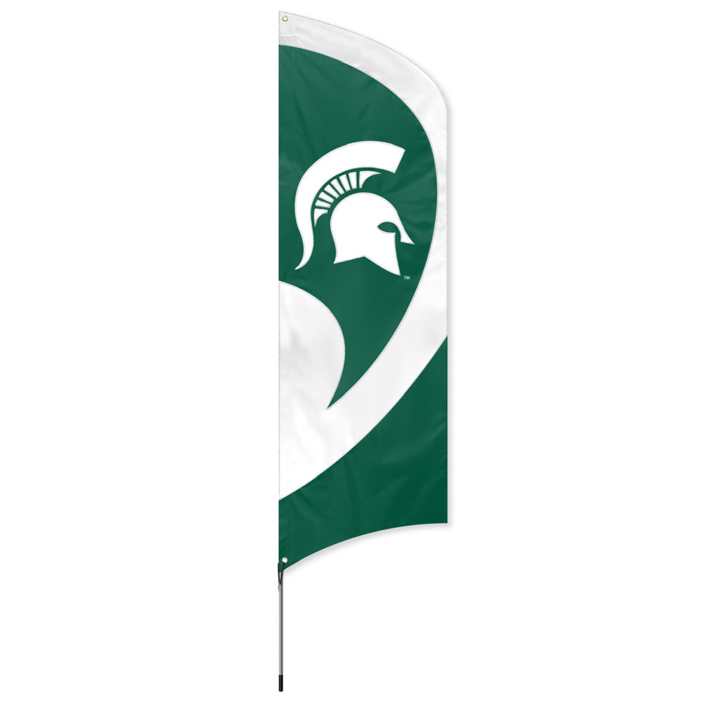 MICHIGAN STATE SPARTANS 8.5 FOOT TALL TEAM FLAG 11.5 FOOT POLE SIGN BANNER