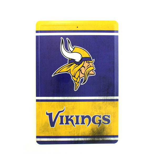 Minnesota Vikings Team Tin Sign Vintage Wood Look Metal 8