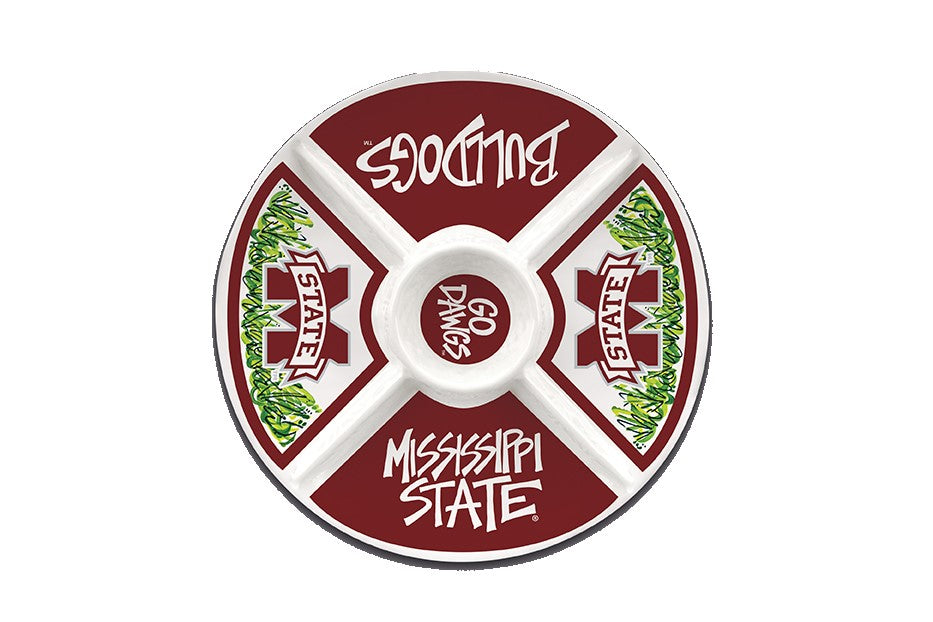 Mississippi State Bulldogs Melamine Veggie Dip Divided Tray Platter Parties Tailgating