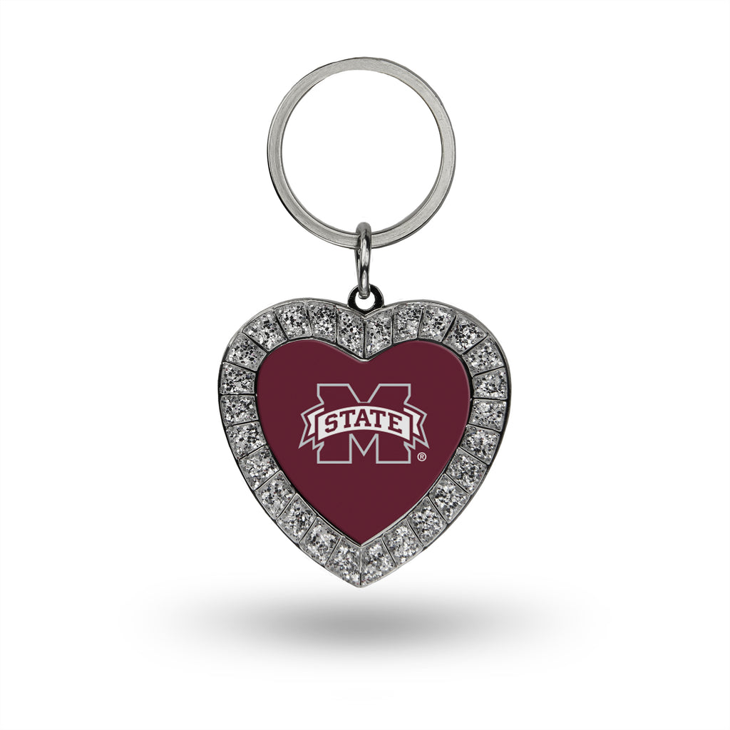 Mississippi State Bulldogs Rhinestone Heart Bling Keychain Ncaa Key Ring