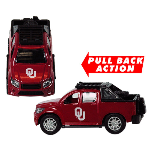 OKLAHOMA SOONERS TEAM TRUCKS PULL BACK ACTION DIE CAST COLLECTIBLE UNIVERSITY TOY