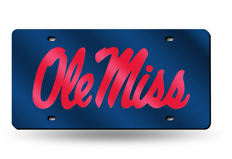 Ole Miss Rebels Mirror Blue Car Tag License Plate Red Script