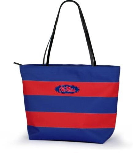 Ole Miss Rebels Game Day Rugby Striped Shopper Tote Purse Zipper Bag Tailgate