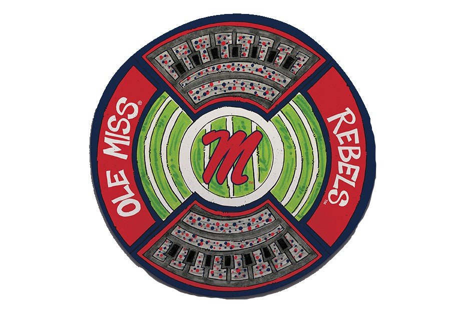 Ole Miss Rebels 13.5" Round Stadium Platter Ncaa Tailgate Game Day