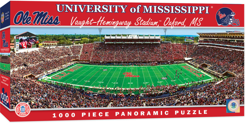 Ole Miss Rebels Stadium Panoramic Jigsaw Puzzle 1000 Pc Ncaa Vaught Hemingway