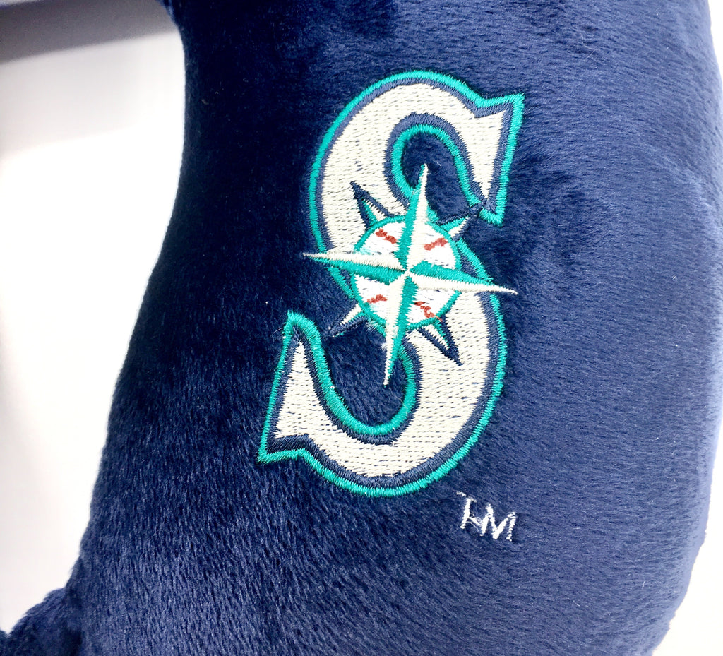 Seattle Mariners Applique Travel Neck Pillow Team Logo Color Snap Closure Polyester Mlb