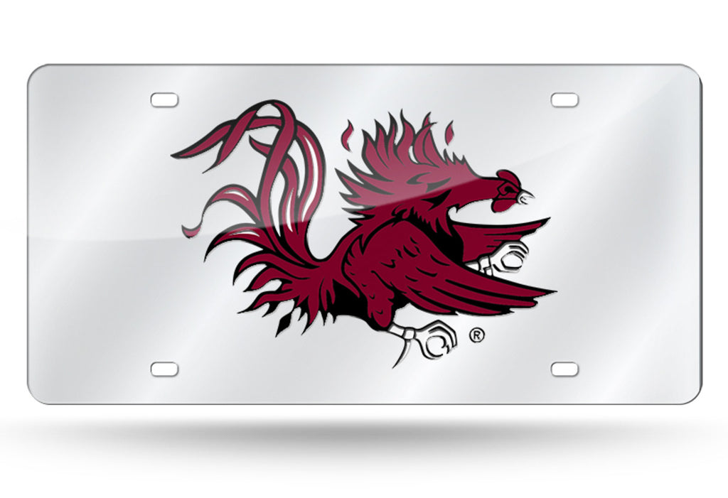 South Carolina Gamecocks Silver Mirror Car Tag Laser License Plate University