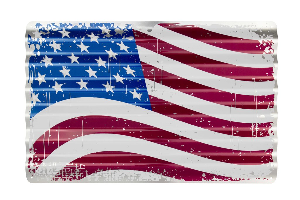 Us Flag Corrugated Aluminum Metal Sign America