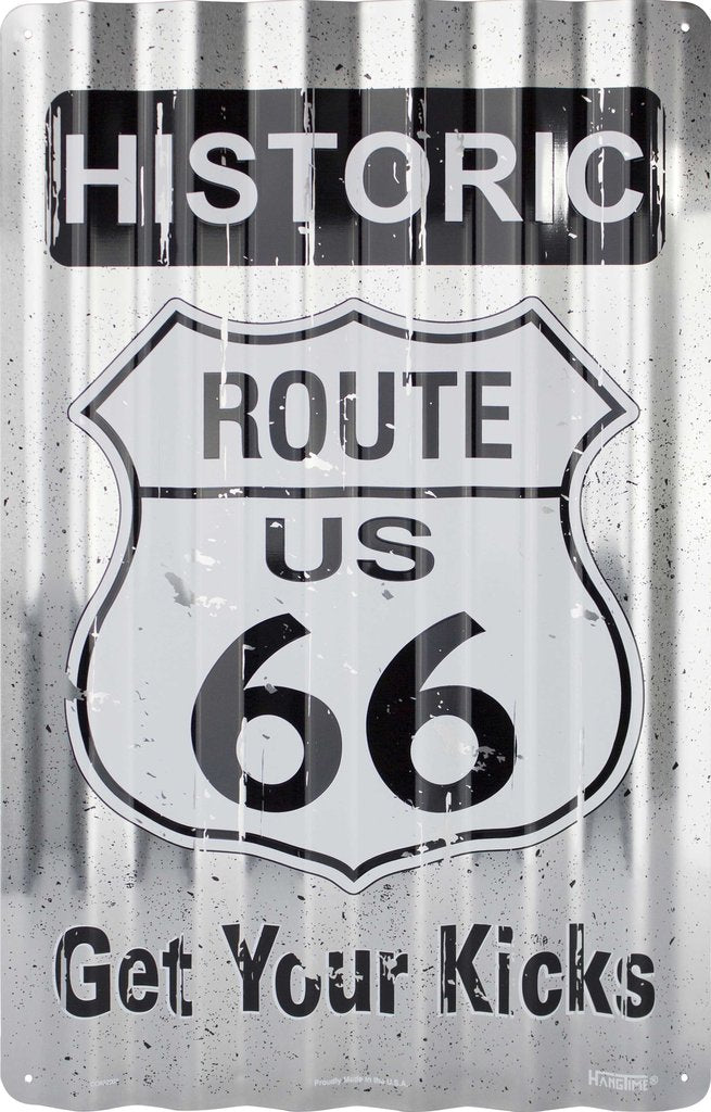 Route 66 Get Your Kicks Us Corrugated Tin Sign Historic