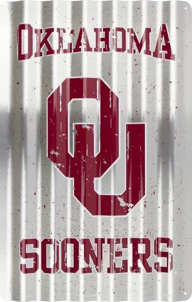 Oklahoma Sooners Corrugated Metal Sign 12" X 18" University Tin Retro Man Cave