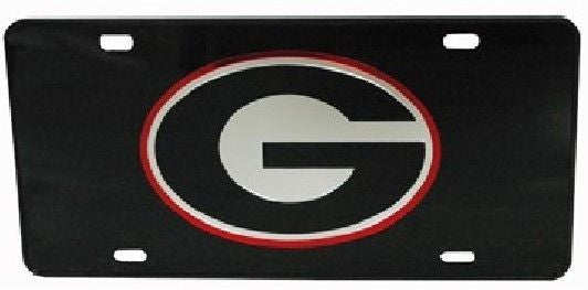 Georgia Bulldogs Mirrored Car Tag License Plate Black G Sign Uga University