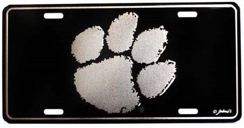 Clemson Tigers Mirrored Orange Car Tag Paw Design